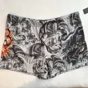 Ed Hardy Skull Panther Eagle Graffiti Art Mesh Shorts Men XXL pockets black gray