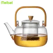 Heat Resistant Glass Teapot Clear Japaness Style Tea Pot with Infuser for Flower