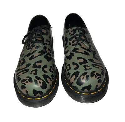 Dr Martens 1461 Oxford Shoes M 6 W 7 Distorted Leopard Olive Green NEW!!! NIB