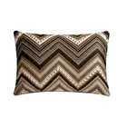 Lumbar Cushion Case Brown Set of 2, Rectangle Silk Geometric - Chevron Peak