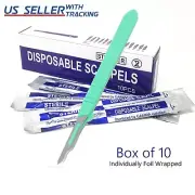 Disposable Scalpel Blades #15 Carbon Steel Sterile Surgical w/ Graduated Handle