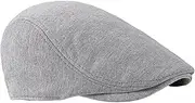 [Tadill] Beret Cap Newsboy Hat Adjustable Peaked Hat Herringbone Hat Men Flat Cap Cabbie Hat for Golf Travel Outdoor Driving Hiking, Light Gray