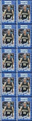 REGGIE MILLER PACERS BASKETBALL LEGEND MINT VIGNETTE STAMP STRIP OF 10