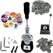 Button Making Machine 32mm 1¼ inch Kit, 1000 Pin Badges, Punch Press, Free Parrt