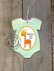 Hang Tags WELCOME LITTLE ONE NEW BABY GIRAFFE TAGS #370 Gift Tags