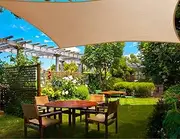 Instahut Shade Sail Rectangle 6 x 8m Sunshade Cloth Shadecloth Sun Block Outdoor Marquee Canopy Shelter Cover for Beach Pool Patio Backyard Lawn Garden Carport Fence Greenhouse, Beige 95% UV Blockage