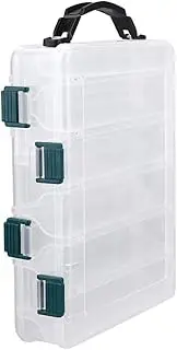 Tihebeyan Fishing Lure Box Tackle Storage Container Baits Holder Box/Cover Sturdy Premium Plastic Dry Storage with Drain Holes 10 14 Slots for Fishing Accessories (10 Cells)