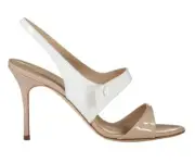 MANOLO BLAHNIK Climnetra Slingback Sandal in cream/white leather Sz 40.5 $ 945