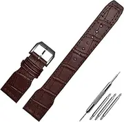 [AEHON] 22mm Real Leather Nylon Rivets Watchband，For IWC SPITFIRE Big Pilot's Watch IW5009 Cowhide Strap