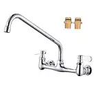 Commercial Sink Faucet with 14” Swivel Spout, 8" Center 14" Swivel Spout Chrome