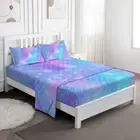 Mermaid Scale Sheet Set, Teens Girls Full Size Printed Soft Microfiber Bed Sh...