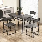 Costway5 Piece Industrial Dining Table Set with Storage Rack for Kitchen-Grey