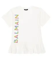 [Balmain Kids] Balmain Kids Logo cotton jersey dress Y 10 white