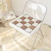 Yoovat Funny Couch Cover Magic Sofa Cover Garden Cotton Protective Couch Cover Plaid Cream-Coloured Large Plaid Square Pet Mat Bed Couch Cover (Cream Dark Coffee,50x50 cm/19.7x19.67 in)