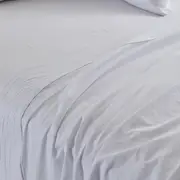MyHouse Stonewash Flat Sheet 255X260cm 100% Cotton - White - Queen