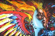 Graffiti Street Urban Girl HAIR gold Canvas PRINT Art Modern Framed Painting