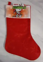 New Peanuts Snoopy Santa Red Felt Snow Flake Print Christmas Stockings