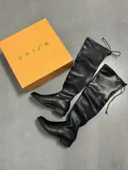 NIB UNISA Unadivan3 Over The Knee Black Leather Boots Women's sz 6M