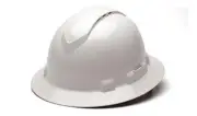 PYRAMEX Ridgeline Full Brim Hard Hat, Vented, 4-Point Ratchet Suspension, White