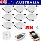 8x RGB+WW+CW Dimmable Bluetooth Remote Controlling LED Ceiling Lamp Down Lights