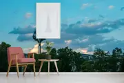 White Clouds Under Cloudy Sky Self-adhesive Living Room Murals Wallpaper Posters