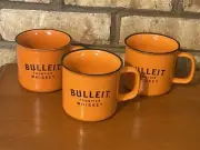 Set of Three Orange Stoneware-Style Bulleit Frontier Whiskey Campfire Mugs