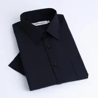 在飛比找momo購物網優惠-【CHINJUN】勁榮抗皺襯衫-短袖、素色黑、s8017(任