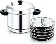 6 Plates Idli Cooker Stainless Steel with Induction Base, (24 Idlis)