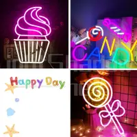 在飛比找蝦皮商城精選優惠-LED霓虹燈甜品紙杯蛋糕糖果造型燈飾