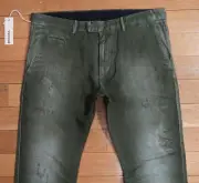 $286 NEW Diesel CHI-TIGHT-IND Pants in Green W34/WAIST ACROSS 18 1/2 xL34 Linen