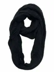 Womens Black Sparkle Knit Infinity Eternity Loop Circle Scarf