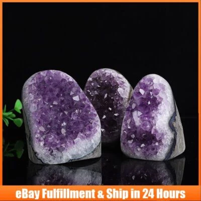500-600g Natural Amethyst Geode Quartz Crystal Cave Stone Cluster Healing Decor