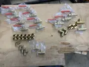 Various 3/4” and 1” PEX brass fittings and valves.