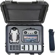 Waterproof Case for DJI Mini 4 Pro Drone Hard Carrying Case Compatible with DJI Mini4 PRO Fly More Combo Rubber Handle Should Strap Black (for DJI Mini 4 Pro/Mini 3 Pro)