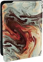 [EdWal] Marble Mixed Brown Print Passport Cover with Credit Card Holder Leather Passport Case, for Women Men Family ID Travel, Black, One Size