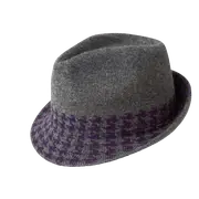 KANGOL Hounds Stripe Arnold Lambs Wool Blend Trilby Fedora - Dark Flannel - S
