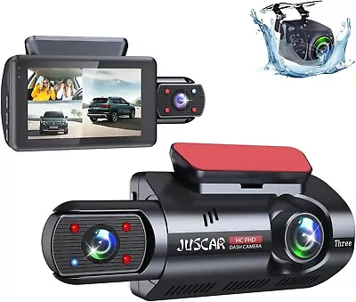 3 Channel WiFi Dash Cam, 2K+1080P+1080P Dash Camera for Cars, 4K+1080P Front and