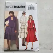 Butterick Pattern B4868 Womens Suit Fitted Jacket Full Tired Skirt Miss 6 - 12