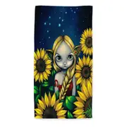 Cool Zodiac Art Leo Sunflower Night Elf Girl Microfiber Beach Towel