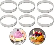 6pcs Aluminium Alloy Round Perforated Tart Rings - 2.76 inch, For Muffin, Pie, Cake, Tower, Kitchen Baking Molds (Silver)