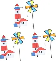 Totority 3PCS Cloth Windmill for Outdoor Decoration Pinwheels for Fun Play Creative Learning Tool Present for Boys