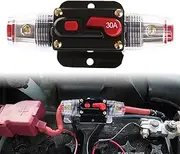 Car Audio Inline Circuit Breaker 30A Reset Fuse Holders 12-24V Waterproof Marine Stereo Switch for RV Home Truck Camper Van Motorhome Boat (30A)