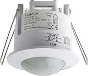 SEBSON® Indoor Motion Detector, Flush-Mounted Ceiling Mounting, Programmable, Infrared Sensor, Range 6 m / 360°, Installation Motion Sensor LED, 3-Wire