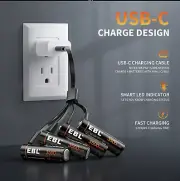 4PCS Type C USB rechargeable 1.5V Li-ion AA LITHIUM Battery 3500mWh