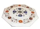 Antique Multi Floral Design Marble Console Table Top Interior Home Decor 2'x2'