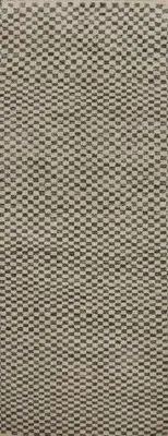 All-Over Checkered Wool Gabbeh Modern 8 ft Runner Rug Hand-knotted Carpet 3x8