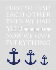 Navy Blue and Gray Nautical Nursery Print, Anchor Nursery Decor 8x10
