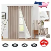 Stylish Lined Taupe Linen Drapes: 96 Inch Light Filtering Curtain Set (2 Panels)