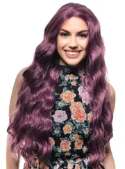 Plum Purple Long Wavy Lace Front Synthetic Fashion Wig