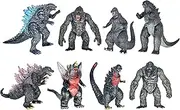 TwCare Set of 8 King Kong vs Godzilla Toys Movable Joint Action Figures King of The Monsters Birthday Dinosaur Kid Gift Cake Toppers